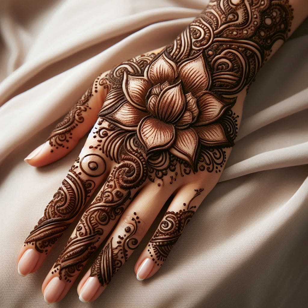 floral lotus mehndi design