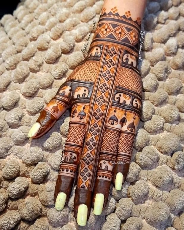 front hand mehndi design for diwali