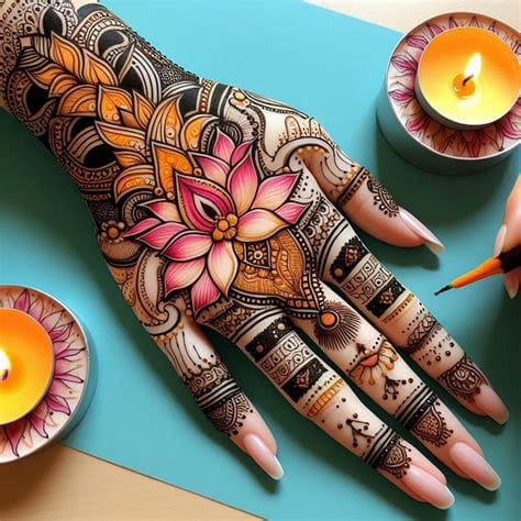 lotus simple mehndi design