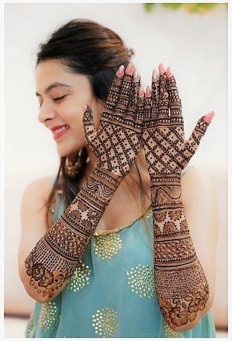 ring ceremony mehndi design for engagement bride
