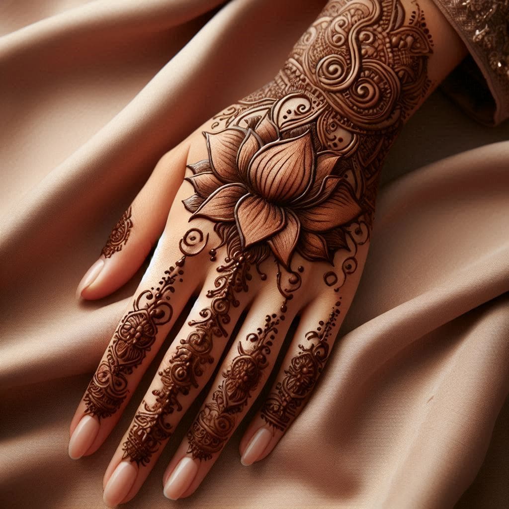 simple lotus mehndi design