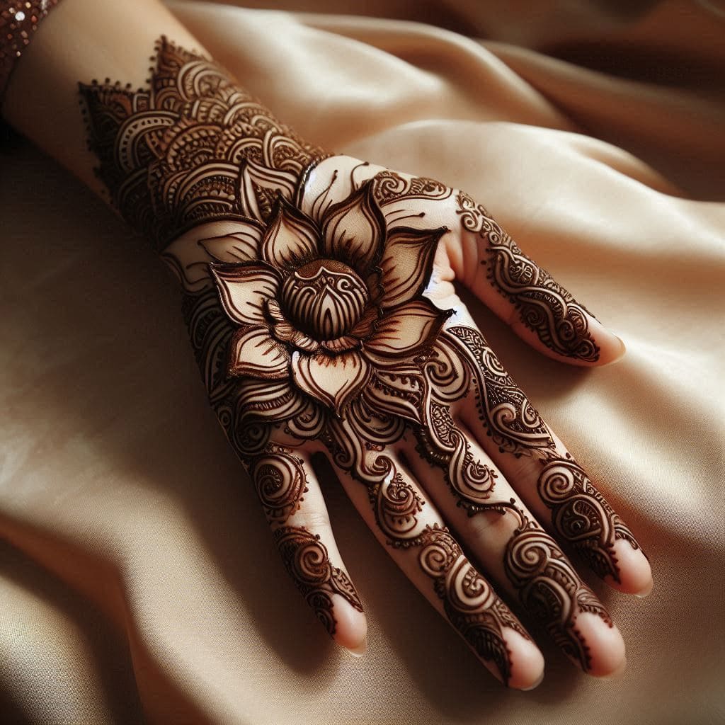 simple mehndi design lotus