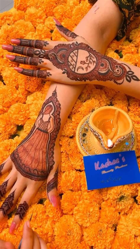 stylish diya mehndi design