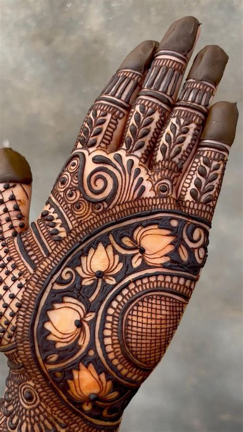 unique lotus flower mehndi design